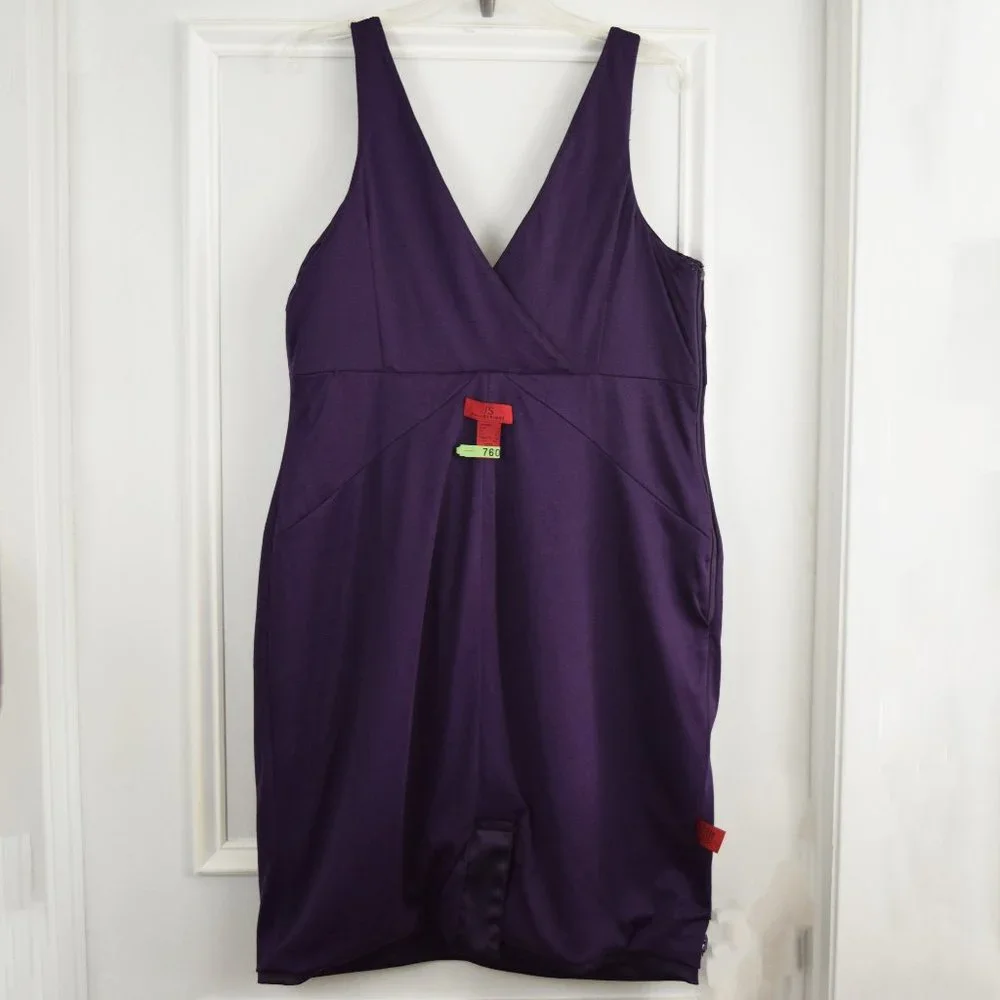JS Collections Evening Cocktail Dress Women 16 Satin Eggplant Purple Event Prom - Picture 4 of 12